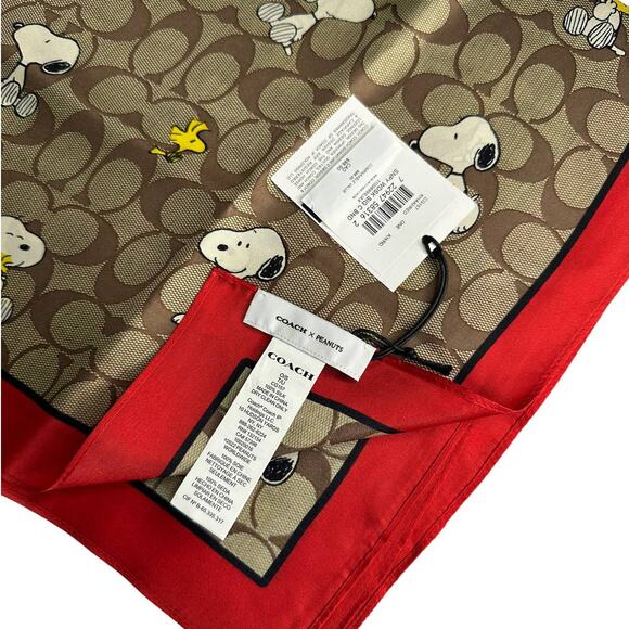 Coach Peanuts scarf Silk Bandana With Snoopy Woodstock Print - Picture 2 of 3